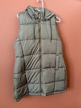 Maurices Olive Green Puffer Vest M Hooded